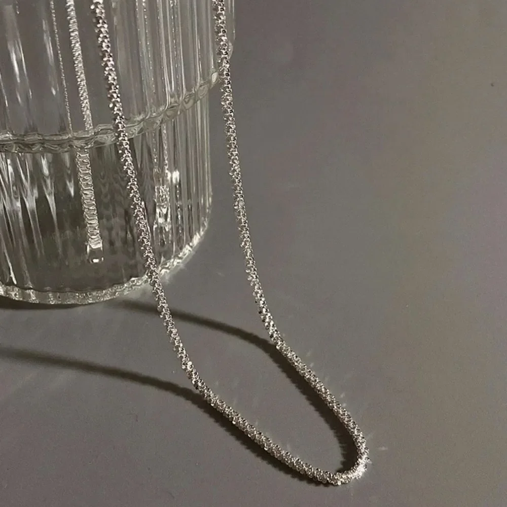 Silver Single Strand Choker Twist Chain Necklace